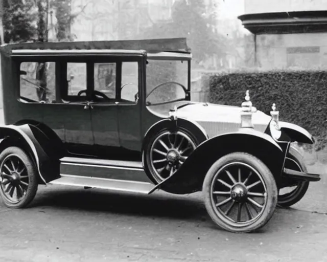 Image similar to 1 9 2 0 s photo of a person standing next to a tesla car