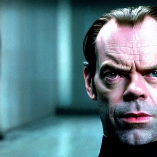 Prompt: ! dream close - up of hugo weaving as agent smith in the matrix, movie still frame, promotional image, imax 7 0 mm footage