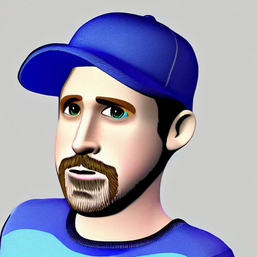 Image similar to ryan gosling in the style of animal crossing, 3d render