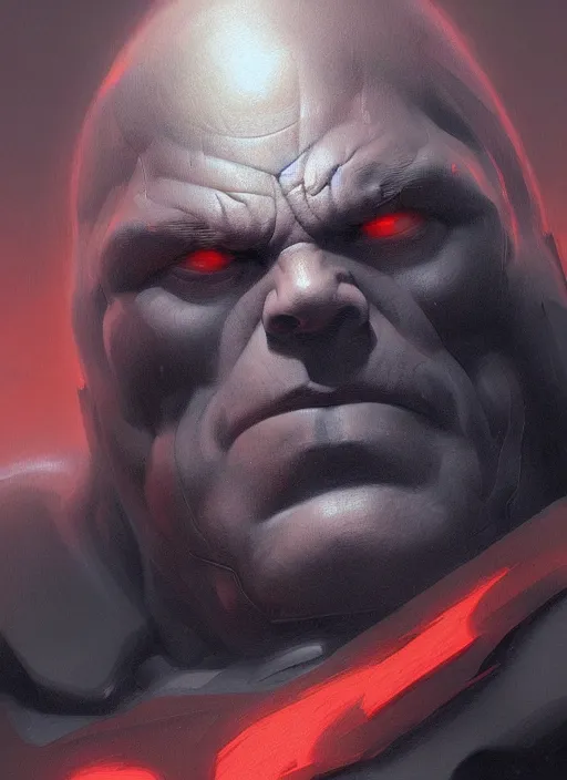 Image similar to very detailed masterpiece painting of darkseid from dc comics, portrait, artstation, concept art by greg rutkowski