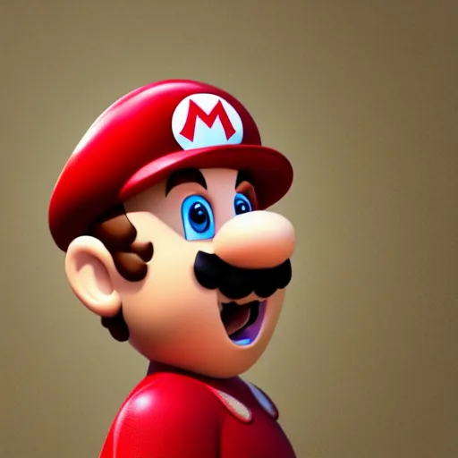 Image similar to portrait of highly detailed realistic mario made from blender - 8K with ray tracing