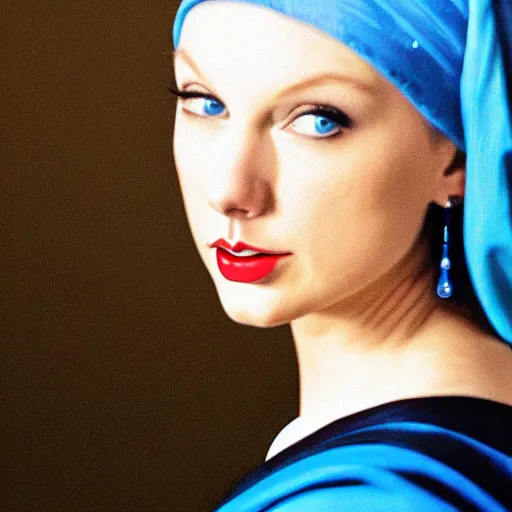 Image similar to Taylor Swift as the girl with the pearl earring