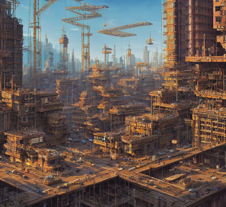 Image similar to hyperrealism photography hyperrealism concept art of highly detailed beavers builders that building highly detailed futuristic ( cyberpunk ) city by wes anderson and hasui kawase and scott listfield sci - fi style hyperrealism rendered in blender and octane render volumetric natural light