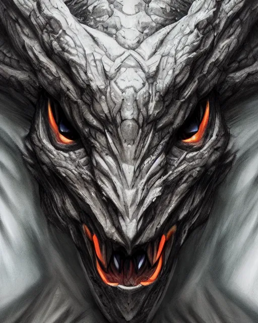 Image similar to portrait of an ominous, strong dragon, photorealistic, 8 k