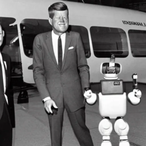 Image similar to jfk robot, watch out for the jfk robot, that is not the real jfk, it's a jfk robot, watch out.