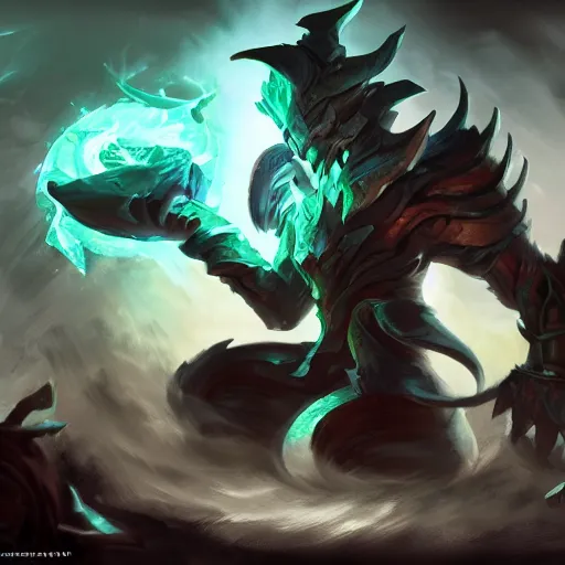 Image similar to Thresh from League of legends, high resolution fantasy concept art, intricate details, soft lighting