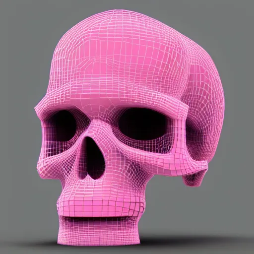 Image similar to 3 d pink skull distorted