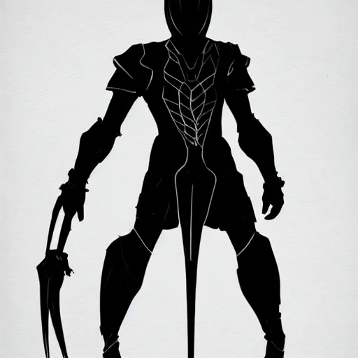 Image similar to concept art, stylized silhouette, long thin legs, large shoulders, concept design, sketch, male, science fiction suit, helmet, arthur rackham, trending on artstation