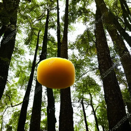 Prompt: cheese in trees, forest