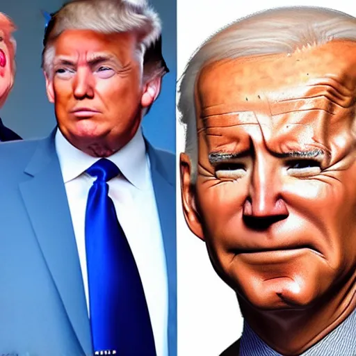 Image similar to a man who is a genetic combination of donald trump and joe biden