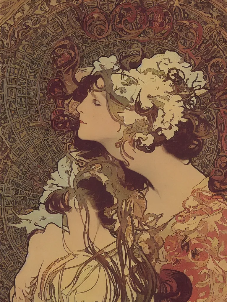 Prompt: a detailed theatrical poster illustration by alphonse mucha,