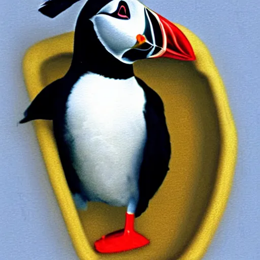 Image similar to puffin in a bed