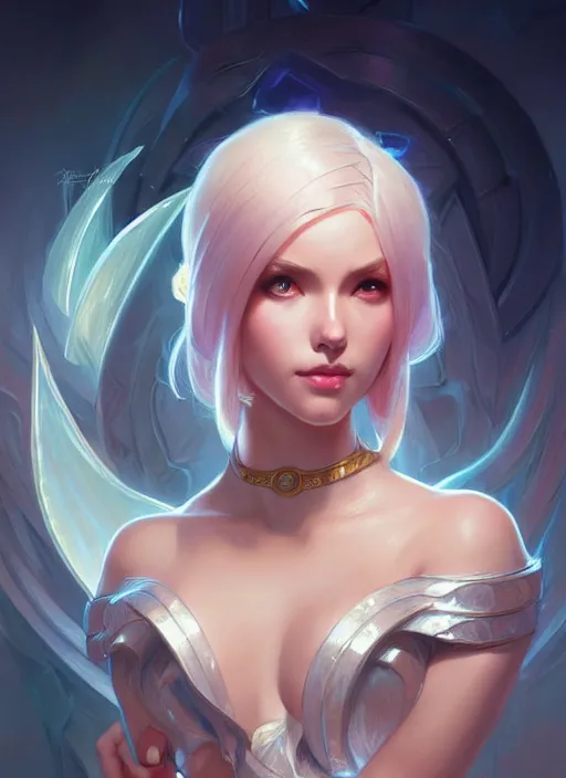 Image similar to portrait of lux from league of legends fantasy, intricate, elegant, highly detailed, digital painting, artstation, concept art, smooth, sharp focus, illustration, art by artgerm and greg rutkowski and alphonse mucha