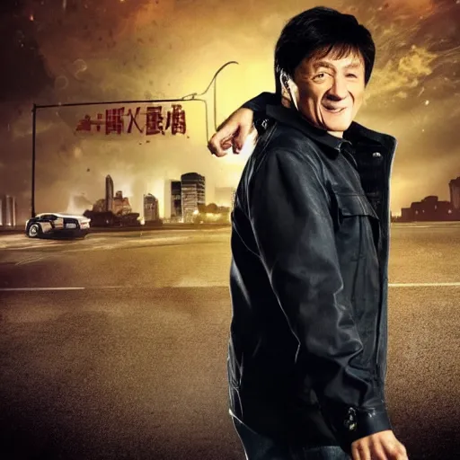 Image similar to jackie chan as dean winchester in supernatural