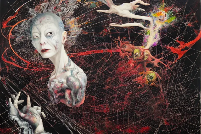 Image similar to The physical impossibility of death, in a brutalist architecture space ship, gothic, rich deep colours, creepy, diabolical, dark, mystical, intrincate, maximalism, painted by Francis bacon, Adrian ghenie, James jean and Petra cortright part by Gerhard Richter, part by Takato Yamamoto. 8k masterpiece