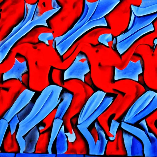 Image similar to blue and red men