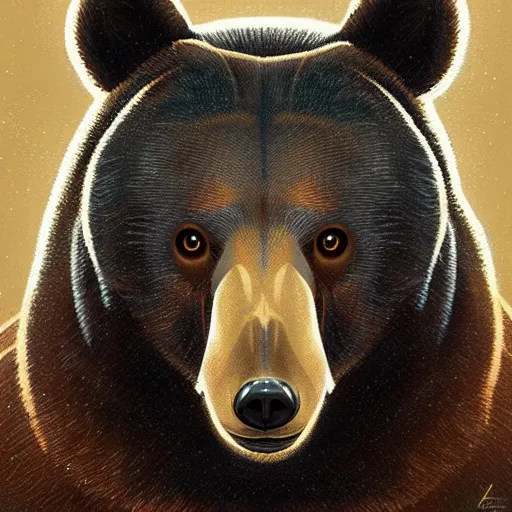 Prompt: realistic bear playing broken lines electric triangle domra, realistic portrait, symmetrical, highly detailed, digital painting, artstation, concept art, smooth, sharp focus, illustration, cinematic lighting, art by artgerm and greg rutkowski and alphonse mucha