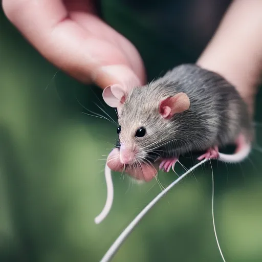 Image similar to ratcatcher 2 holds a cute rat in her hands, photo taken on a nikon, very detailed, 4k