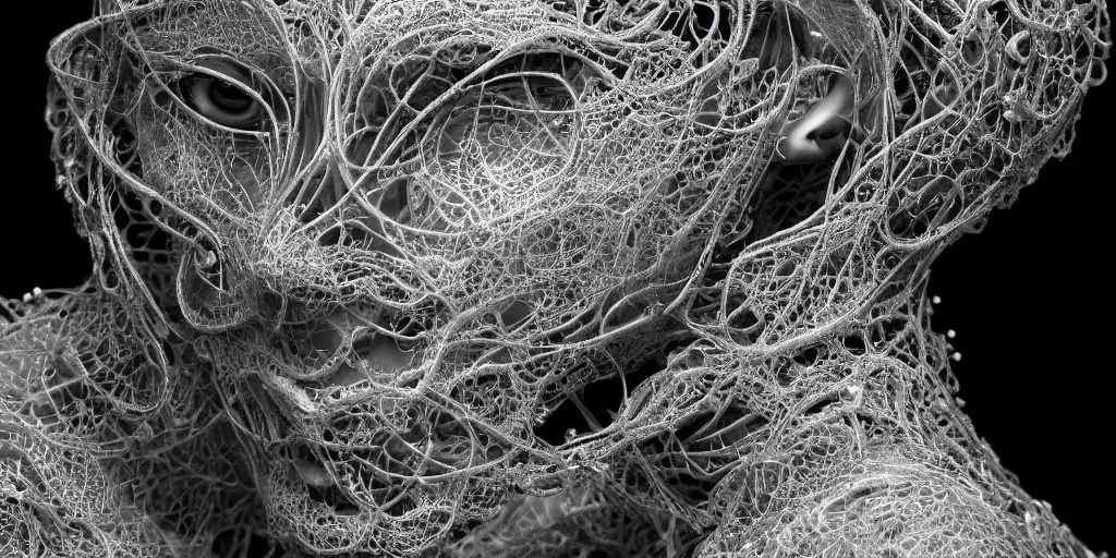 Prompt: hyperrealistic photography of a stunningly beautiful cyborg male, intimate, intricate tendril filigree, fibonacci, in the style of beth cavener, jin kagetsu, and wlop, highly detailed, chrome face symmetry, masterpiece, award winning, sharp focus, concept art, high key, ambient lighting, 8 k, octane render,
