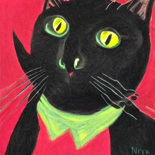 Prompt: avatar of a black cat in the style of antonio berni