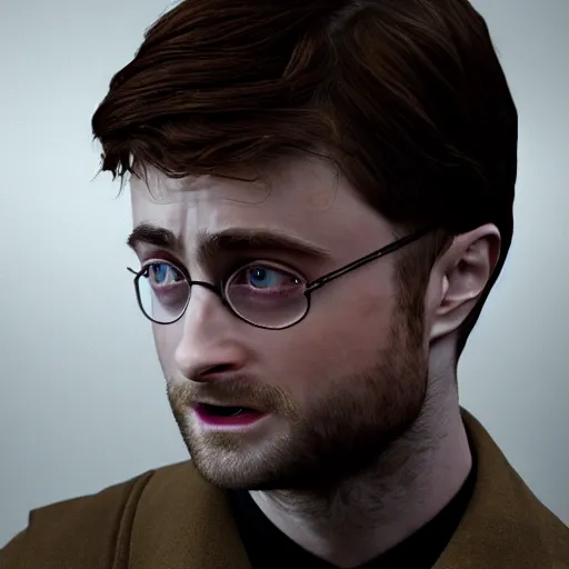 Image similar to hyperrealistic film still of daniel radcliffe fused with an raddish stunning 3 d render, inspired by istvan sandorfi & greg rutkowski & unreal engine, perfect symmetry, dim volumetric cinematic lighting, 8 k octane comprehensive render, extremely hyper - detailed, incredibly lifelike attributes, intricate, real flesh texture, masterpiece, artstation, stunning,