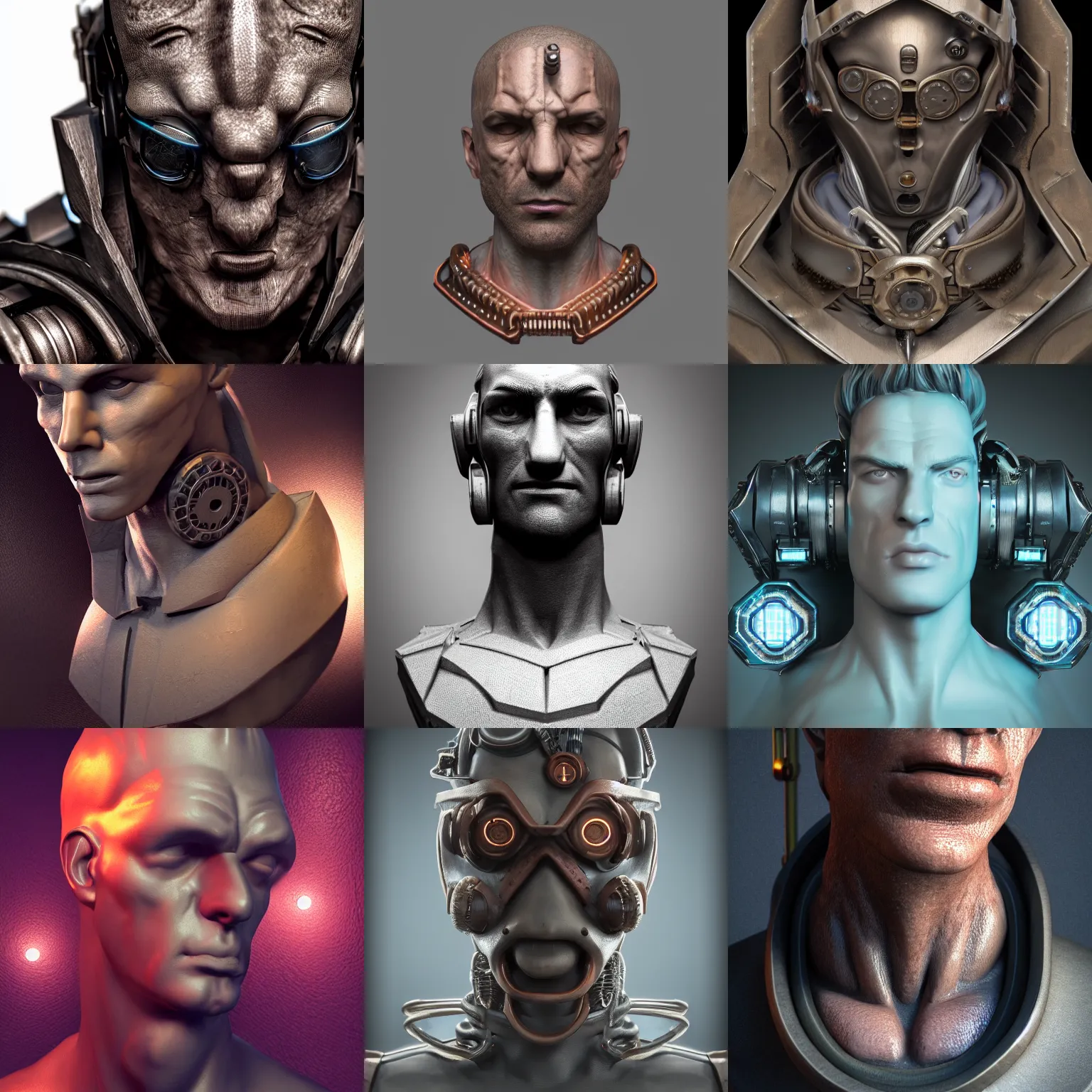 Prompt: male bust, manelbrot, cyberpunk, steampunk, close up, highly detailed, bust, hexagons, fit, realistic shading, studio lights, octane render, cogs, craftsmenship, laser eye