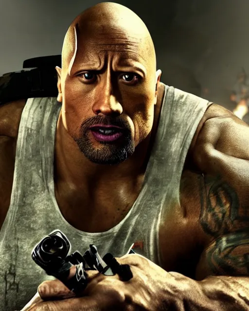 Image similar to close - up shot of dwayne johnson as the tank in the game left 4 dead. xbox 3 6 0 graphics