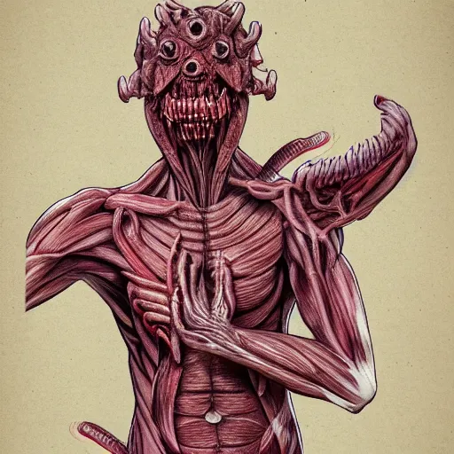 Prompt: an anatomy study of a Demogorgon