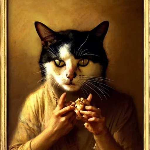 Prompt: a portrait of a cat dressed as a cook, high detail, cleary see face, by gaston bussiere, bayard wu, greg rutkowski, odd nerdrum, maxim verehin, dan dos santos, masterpiece, sharp focus, cinematic lightning - h 7 6 8