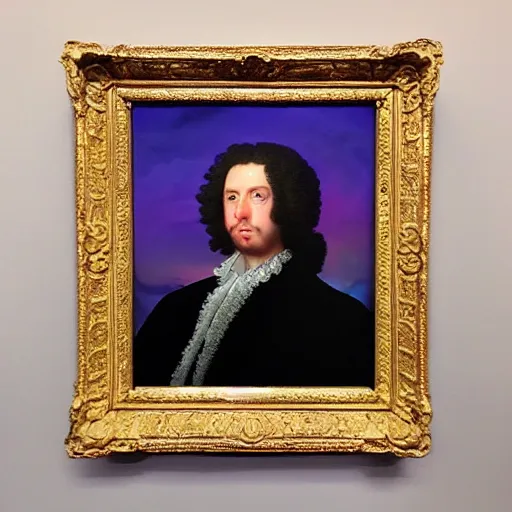 Image similar to baroque vaporwave portrait painting