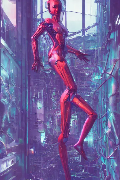 Image similar to the most amazing dream you ever had about beautiful woman transhumanism artificial intelligence singularity, hyper realistic, concept art, intricate, hyper detailed, smooth, syd mead, jim lee, high contrast, neon, volumetric lighting, octane, raytrace, moebius, snowcrash