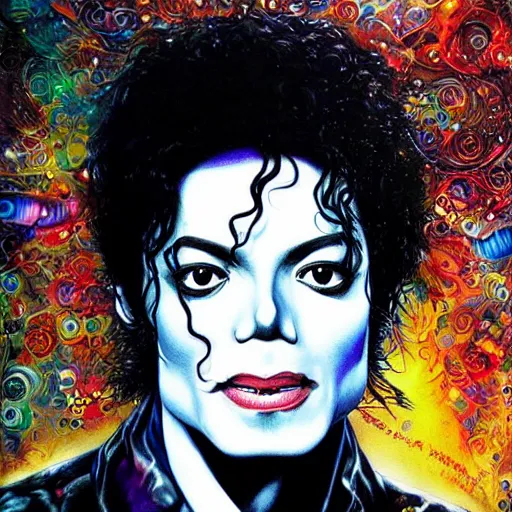 Image similar to a portrait of Michael Jackson in a scenic environment by Android Jones, hyperdetailed