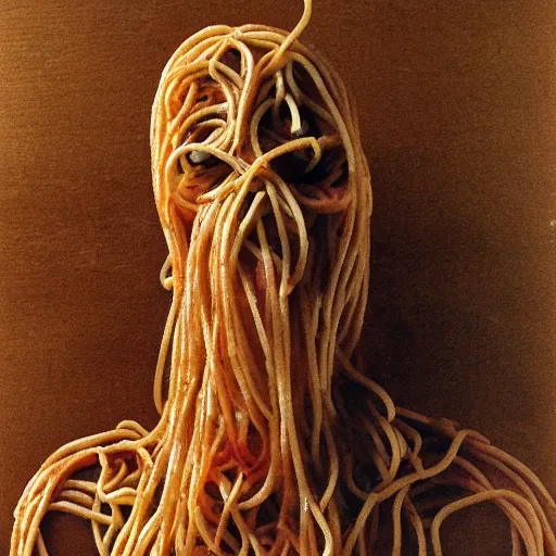 Prompt: the spaghetti man, very detailed and horrific figure, nightmare fuel