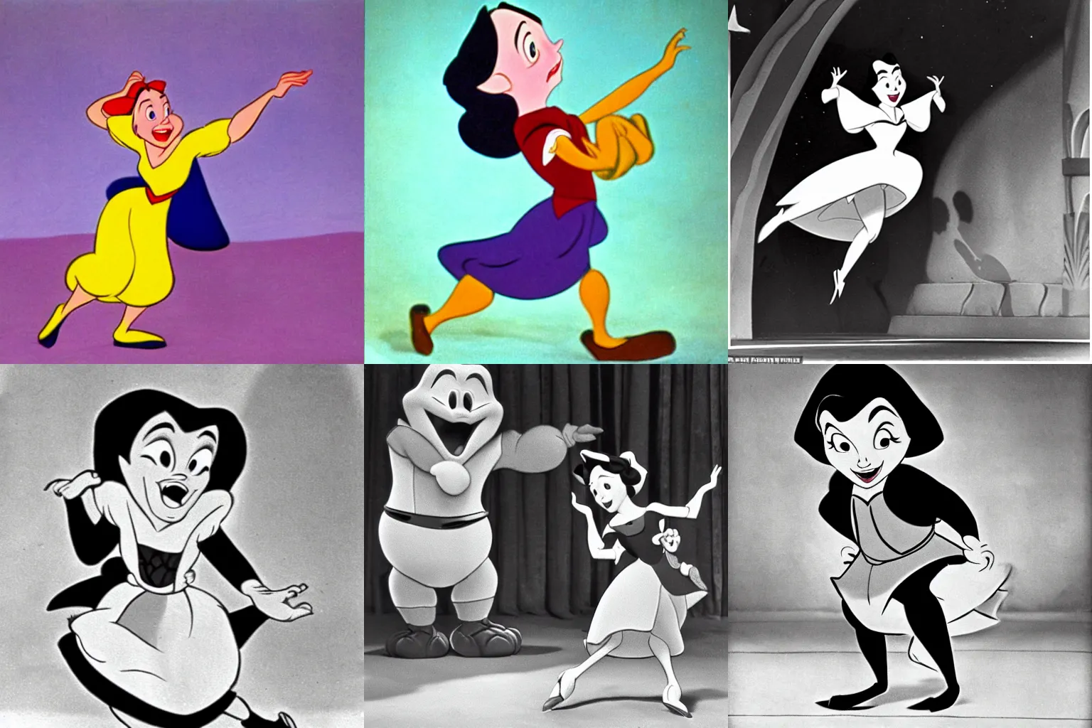 Prompt: Plorbo dancing from the Disney animated motion picture released in 1937 Snow White and the Seven Dwarfs, directed by Marc Davis and Clyde Geronimi