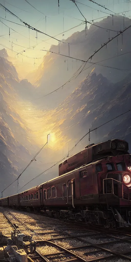 Image similar to highly detailed train in gta v, stephen bliss, unreal engine, fantasy art by greg rutkowski, loish, rhads, ferdinand knab, makoto shinkai and lois van baarle, ilya kuvshinov, rossdraws, tom bagshaw, global illumination, radiant light, detailed and intricate environment