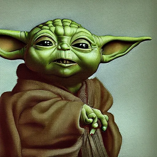 Prompt: baby Yoda Painting by Leonardo da Vinci 4k detailed super realistic