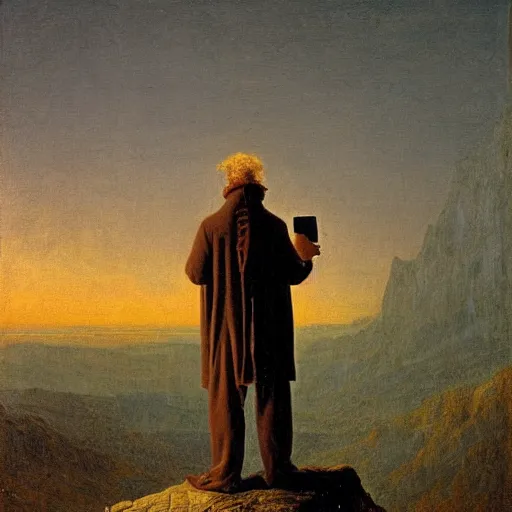 Prompt: The invention of the Internet, 1789, Painting by Caspar David Friedrich