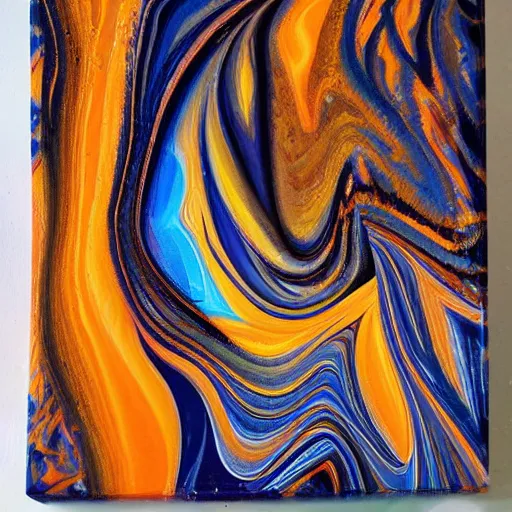 Image similar to flowing, fluid acrylic pour, by pascal blanche