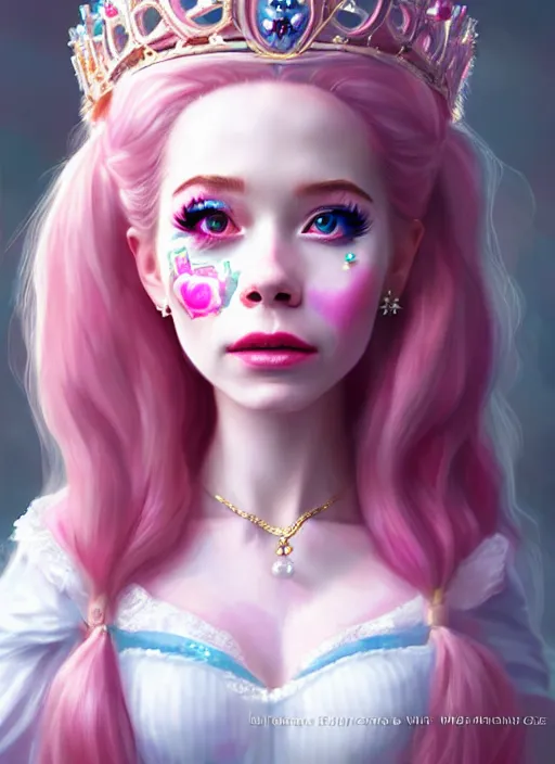 Image similar to belle delphine as queen, incredibly detailed face, true anatomy, art by wlop