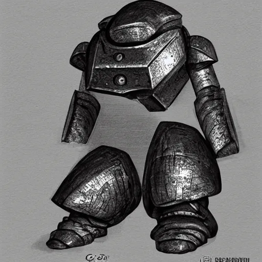 Image similar to Golem made from iron and a head shaped like a 4 sided dice. Dark Fantasy, mork borg ,concept art