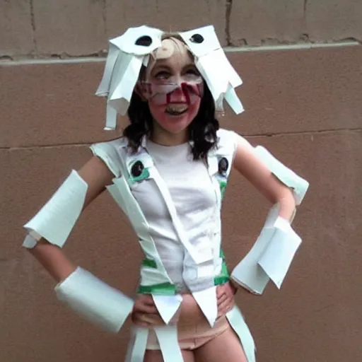 Image similar to creative costume made with toilet paper