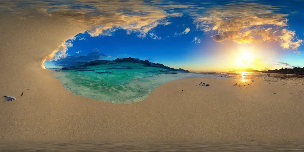 Image similar to 3 6 0 panorama hdr environment map of being on a beach party people music sand light sunset photograph very high detail focus octane render