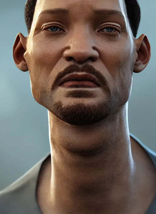 Prompt: portrait of stone will smith, au naturel, hyper detailed, digital art, trending in artstation, cinematic lighting, studio quality, smooth render, unreal engine 5 rendered, octane rendered, art style by klimt and nixeu and ian sprigger and wlop and krenz cushart