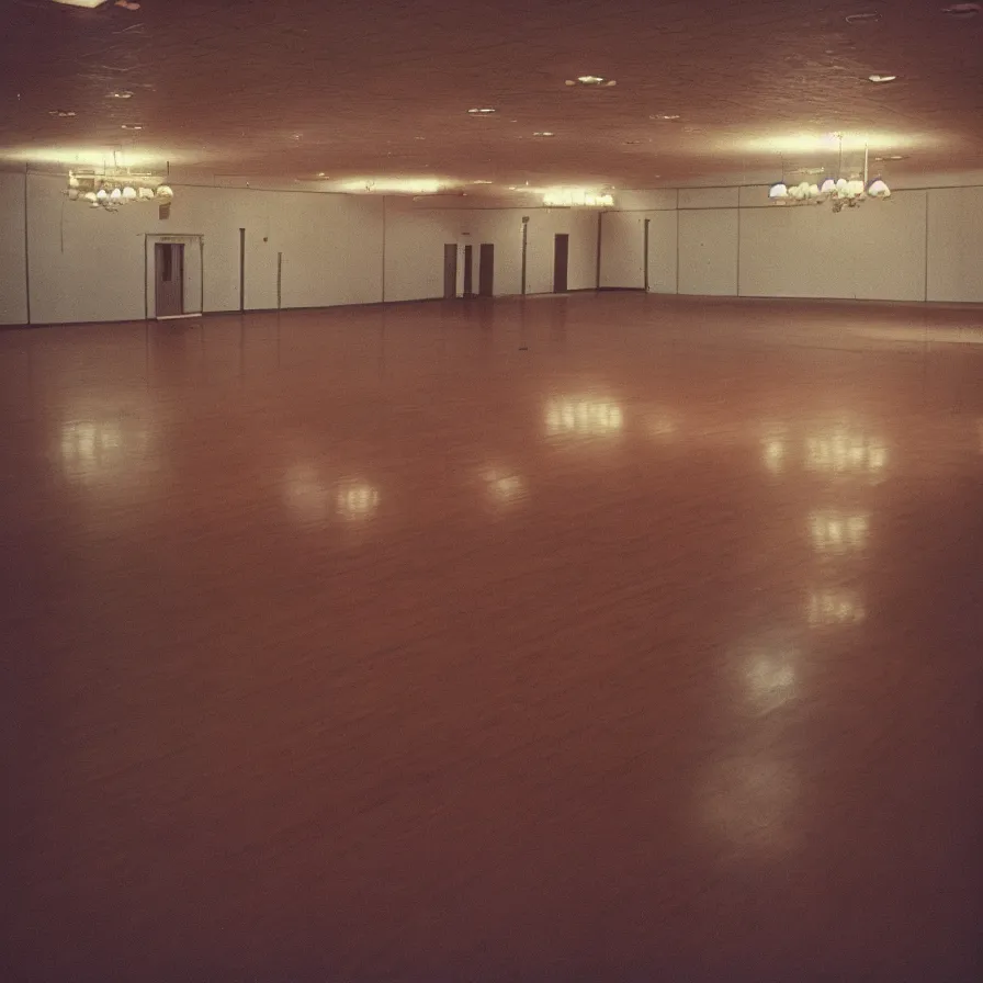 Image similar to 7 0 s movie still of an empty soviet ballroom with hands on the floor, cinestill 8 0 0 t 3 5 mm, heavy grain, high quality, high detail