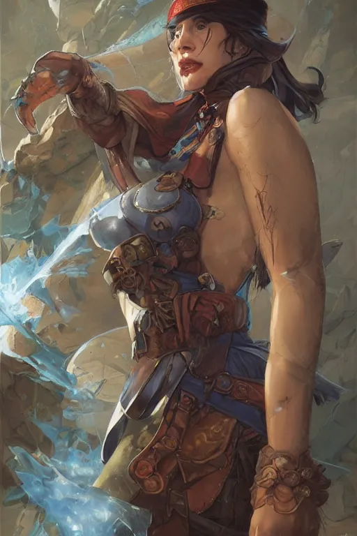 Image similar to portrait of the a soft geomancer is guarding a vest that breaks pillars, by artgerm and Craig Mullins, James Jean, Andrey Ryabovichev, Mark Simonetti and Peter Morbacher 16k