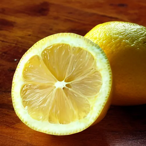 Prompt: A lemon is made of topax.