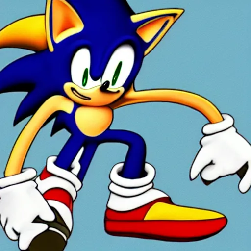 Prompt: sonic the hedgehog in the 1 9 7 0 s