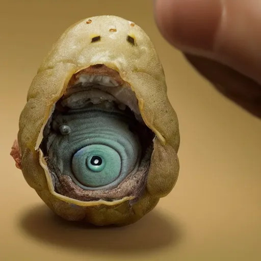 Image similar to a baked potato tardigrade with eye of potato