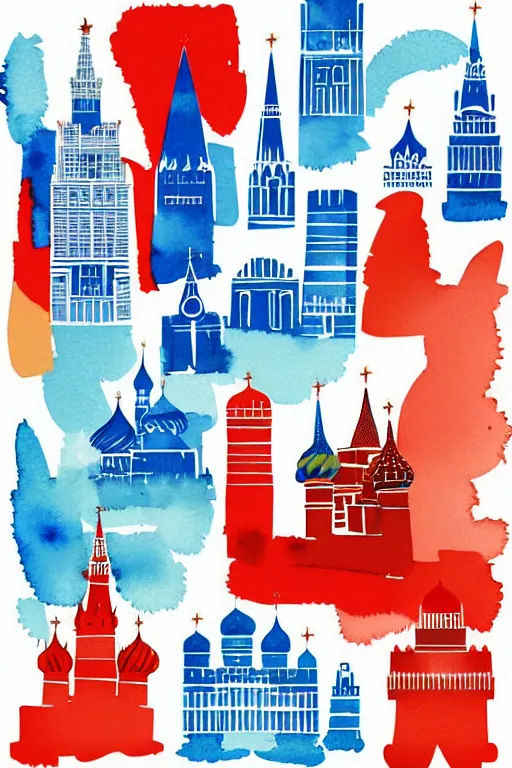 Prompt: minimalist watercolor art of moscow, illustration, vector art