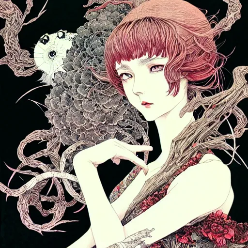 Prompt: prompt: Portrait painted in Superflat style drawn by Vania Zouravliov and Takato Yamamoto, inspired by Fables, intricate acrylic gouache painting, high detail, sharp high detail, manga and anime 2000